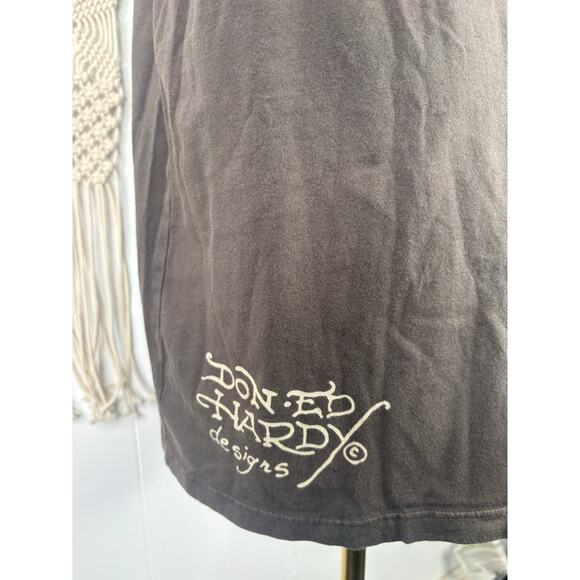 Vintage Ed Hardy Skull & Dagger Shirt Size Large Rhinestone Top - Picture 8 of 9